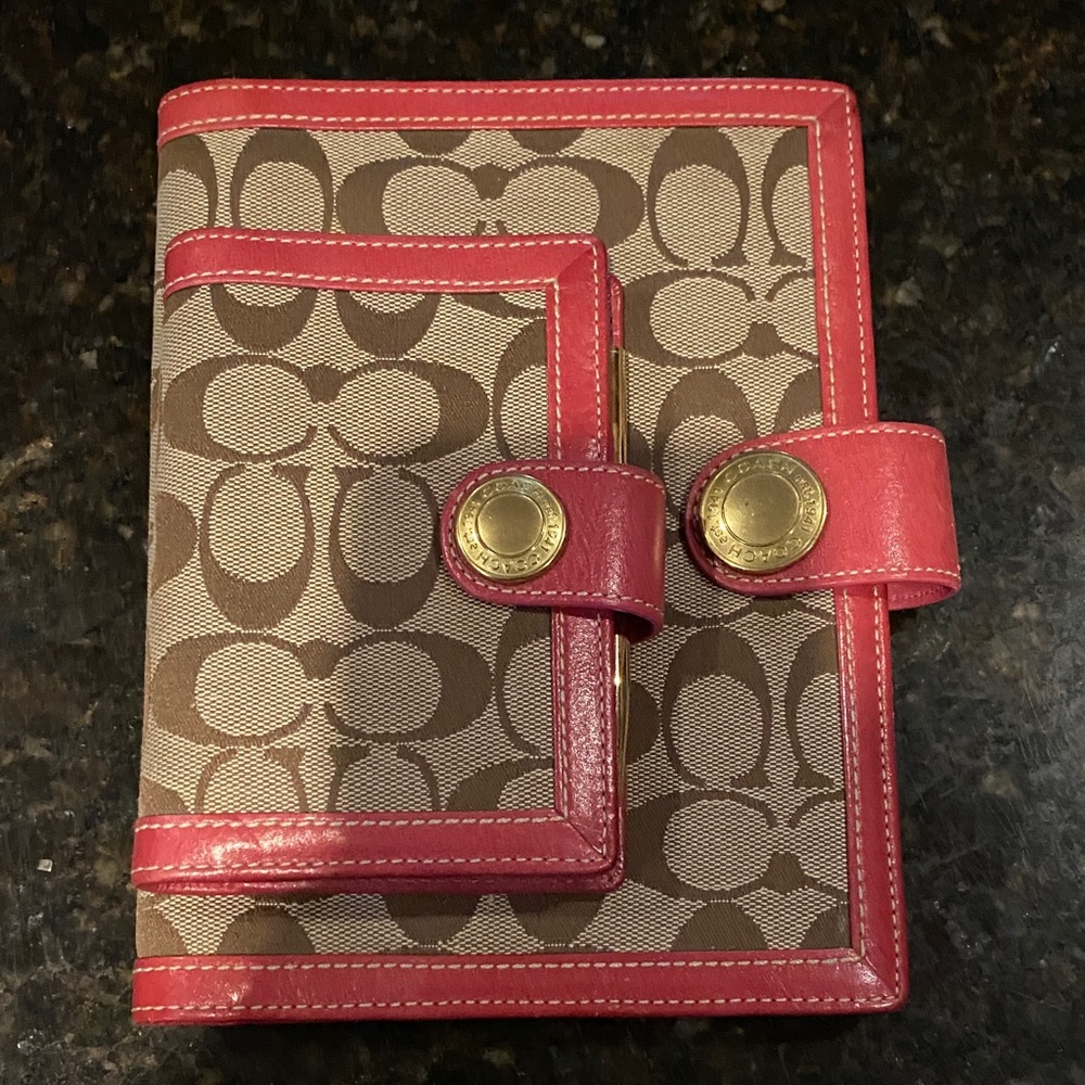 Coach Brown and Pink Signature Wallet